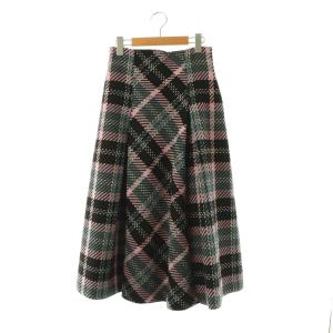 24AW ロービングチェックロングスカート フレア 1 ブラック ピンク /HK OS