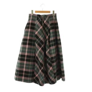 SNIDEL 24AW ロービングチェックロングスカート フレア 1 ブラック ピンク /HK OS