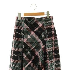 SNIDEL 24AW ロービングチェックロングスカート フレア 1 ブラック ピンク /HK OS