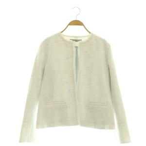 24SS OPHELIA TWEED GLORIANA TR ツイードジャケット ノーカラー 40 白