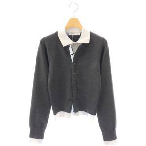 25SS DOUBLE LAYERED ニットシャツ カーディガン 長袖 F グレー 010JS170-5871