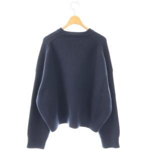 BLAMINK ウールカシミヤ5Gクルーネックロングスリーブ プルオーバー ニット セーター 長袖 38 紺 /NR OS