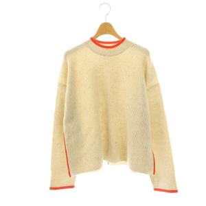 ネップカラーライン クルーネック ニットプルオーバー セーター アイボリー オレンジ /ES OS