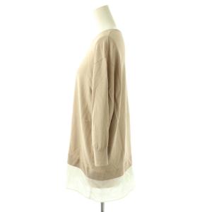 23区 25SS レーヨンポリエステルストレッチ シャツコンビ ニット カットソー プルオーバー 40 ベージュ