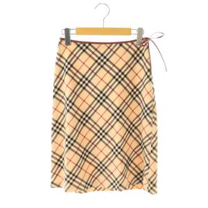 ノバチェック スカート 膝丈 ストレッチ 36 ベージュ /HK OS