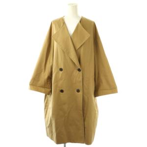 ギャバノーカラーコート スプリングコート コットン ベージュ /CX OS
