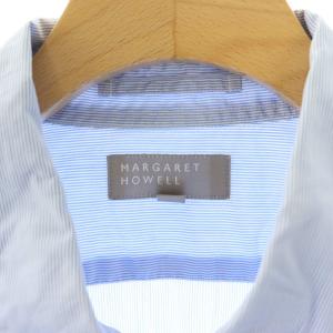 MARGARET HOWELL コットンレギュラーカラーシャツ ストライプ 長袖 M ライトブルー /HK OS