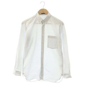 長袖BDシャツ ブラウス  M ブルー グレー ボタンダウン /OKOS