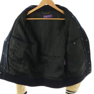 RALPH LAUREN PURPLE LABEL カシミヤ混 スタジャン S ダークネイビー ベージュ
