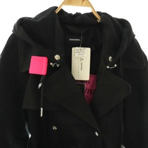DIESEL トレンチコート フーディ ベルト付き XS ブラック /CX OS