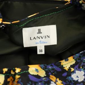 LANVIN en Bleu フラワープリントバルーンスリーブワンピース 総柄 38 紫 マルチカラー /CX OS