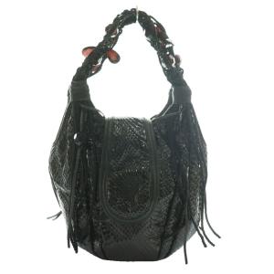 レザーハンドバッグ 黒 ブラック /SS OS