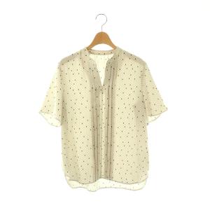 24SS バックサテンアムンゼン レユールダイヤプリント ブラウス 半袖 40 オフベージュ /HK OS