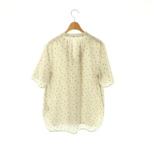23区 24SS バックサテンアムンゼン レユールダイヤプリント ブラウス 半袖 40 オフベージュ /HK OS