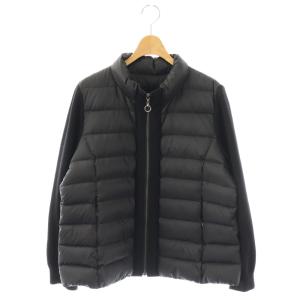 ダウンジャケット ニット 切替 アウター ジップアップ 大きいサイズ 13+ 黒 /NR OS