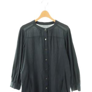 Leilian シャツワンピース 長袖 ロング 13+ ネイビー /DO OS