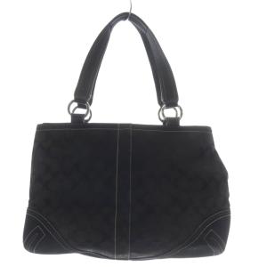COACH トートバッグ ハンドバッグ シグネチャー キャンバス スエード ブラック 6378 /YO33
