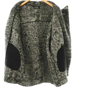 DIESEL ウールコート アウター ジップアップ 総柄 XS ブラック グレー /DO OS