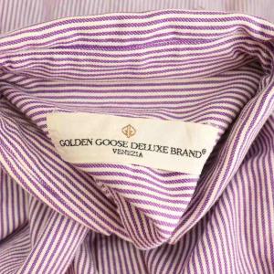 GOLDEN GOOSE ストライプ 長袖シャツ コットン S パープル /HK OS