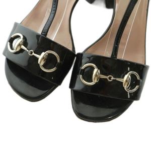 GUCCI サンダル チャンキーヒール ストラップ エナメル ホースビット 35 22.0cm 黒 /MI OS