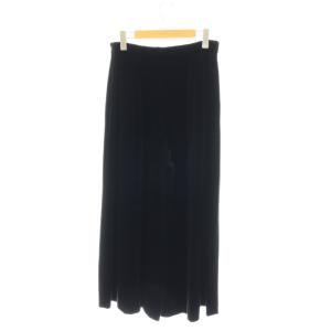 VELOUR NOIR by FOXEY NEW YORK 43025 ストレッチベロアワイドパンツ タック 42 ブラック /HK OS