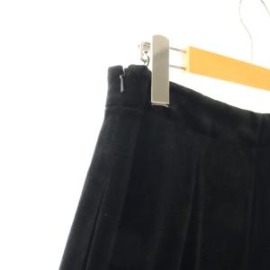 VELOUR NOIR by FOXEY NEW YORK 43025 ストレッチベロアワイドパンツ タック 42 ブラック /HK OS