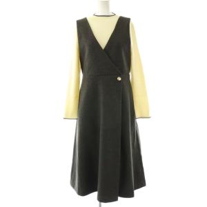 25AW ジャンパースカート × ニット セット セーター リブ ワンピース M アイボリー チャコール