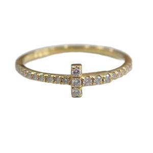 Tワイヤー フルサークル ダイヤ リング 11号 750 YG 1.27g