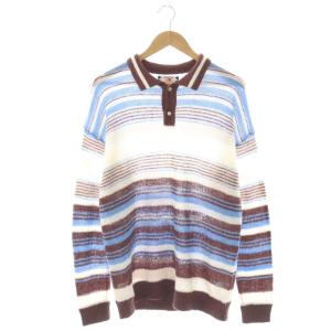 FALLING STRIPE POLO KNIT ニット セーター M ホワイト マルチカラー /ES