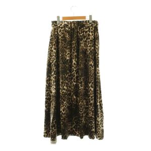 JOURNAL STANDARD LUXE マットサテンレオパスカート ロング フレア ライトベージュ ブラック ダークブラウン /DO OS