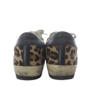 GOLDEN GOOSE SUPER-STAR スニーカー ローカット ヒョウ柄 レオパード柄 ヴィンテージ加工 ハラコ 36 ブラウン