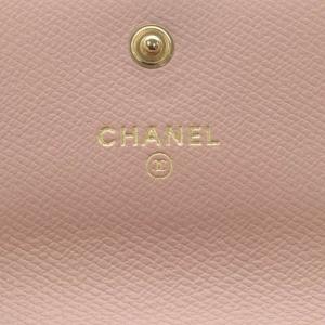CHANEL ヴィンテージ ココボタンライン 財布 三つ折り ダブルホック レザー ピンク 8番台 /YO25 OH