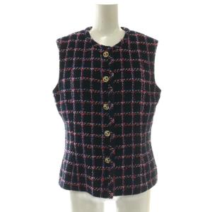 ココマークボタン ツイードベスト 38 ブラック