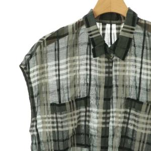 JOURNAL STANDARD 25AW シアードビーチェックフレンチスリーブ シャツ グレー /HK OS