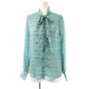 総柄 ボウタイ ブラウス シャツ 0 ターコイズブルー マルチカラー /ES OS