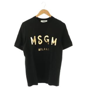 ロゴ プリント Tシャツ XS ブラック ゴールドカラー  /OK OS