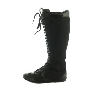 PRADA ロングブーツ レースアップ 37.5 24.5cm 黒 3W 4139 /MI OS