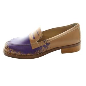 MM6 Maison Margiela レザーモカシン ローファー ペイント加工 41 紫 パープル 茶 ブラウン /SS OS