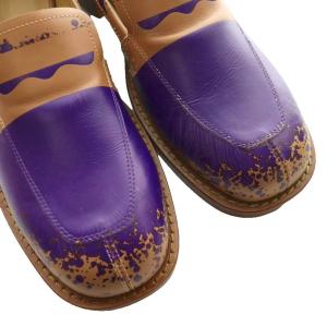 MM6 Maison Margiela レザーモカシン ローファー ペイント加工 41 紫 パープル 茶 ブラウン /SS OS