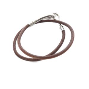 HERMES ジャンボチョーカー 2連 シルバー金具 ブレスレット 茶色 ブラウン /SR OH
