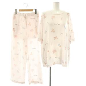 23SS ROOM柄Tシャツ ロングパンツ セット ルームウエア パジャマ F ライトピンク /CX OS