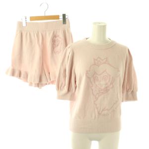 × スーパーマリオ 24SS ピーチ姫 セットアップ ルームウェア ナイトウェア F ピンク /DF OS