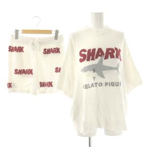 Cool Shark JQDプルオーバ ショートパンツ セット カットソー ルームウエア F 白 赤 グレー