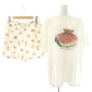  24SS フルーツアニマルワンポイントTシャツ ショートパンツ セット カットソー ルームウエア F