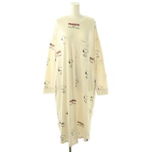 × スヌーピー SNOOPY 23SS SNOOPY柄ワンピース ルームウェア ナイトウェア F アイボリー