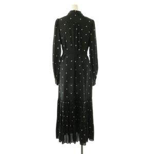 Diagram GRACE CONTINENTAL 24AW ベルト付刺繍ワンピース ステンカラー プリーツ 36 黒 白 /CX OS