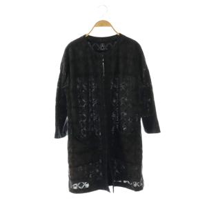 レース ノーカラージャケット ロング 38 ブラック /ES OS