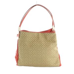 COACH ハンドバッグ キャンバス シグネチャー柄 ベージュ 赤 26281 /MI OS