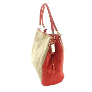 COACH ハンドバッグ キャンバス シグネチャー柄 ベージュ 赤 26281 /MI OS