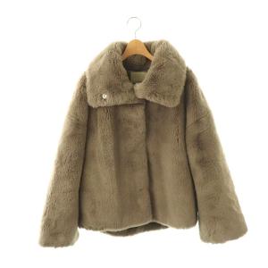 ネイビー NAVY ファーブルゾン ジャケット F グレージュ /HK OS